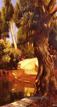  maler - Die Treppe unter den Bäumen Araber Maler Rudolf Ernst